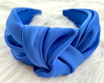 Royal blue hair band, women headband，Fashion satin top knot headband,satin headband,Top knot,classic top knot