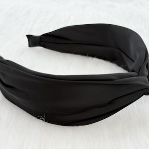 Black Satin Headband,Topknot,Knot Headband,Wide Headband,Everyday Headband,Vintage Headband,Girls Headband,Birthday Gift