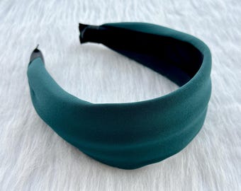 Green Knit Headband, Fashion Wide Headband, Cotton Wide Hairband, Alice Hairband, Boho Headband, Turban Headband, Gift