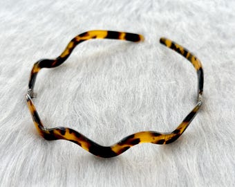 Tortoiseshell Acetate Headband,Wave Headband,Classic Leopard Headbands,Acetate Headband,Gifts,Hairband,Black Headband,Thin Headband
