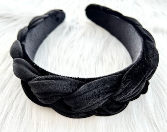 Premium black velvet braided hair band,vintage elegant hair band,Alice band, black velvet hair accessory