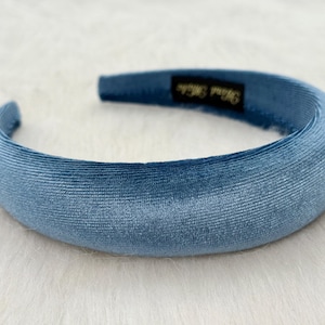 Simple Blue Velvet Headband, Padded Headband, Women&#39;s Headband, Vintage Headband, Birthday Gift, Holiday Hair Accessories