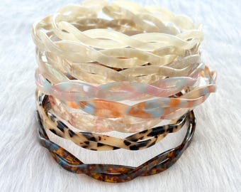 Tortoiseshell Vintage Acetate Adjustable Headband,Headband Gift，Alice Headband，Wave Twist Headband，Acetate Headband，Hair Accessories
