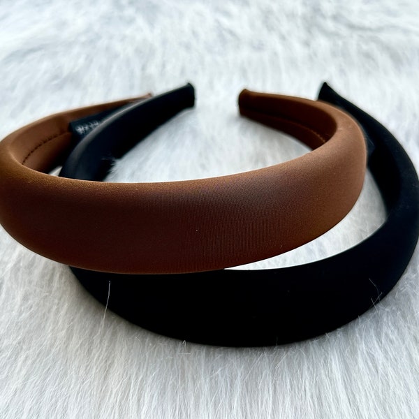 Black silk hairband, satin headband, retro hairband, holiday gift, headband, brown series, winter headband