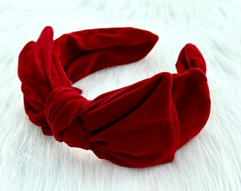 Red velvet headband, bow headband, adult headband, fashion headband, festival headband, hair accessories