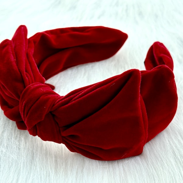 Serre-tête en velours rouge, serre-tête avec noeud, serre-tête pour adulte, serre-tête tendance, serre-tête de festival, accessoires pour cheveux