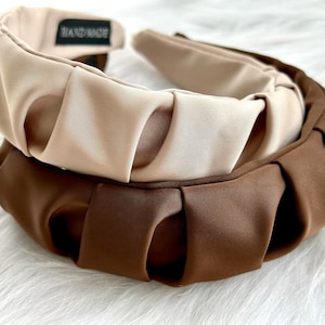 Elegant Satin Headband,Pleated hairband,Women Fashion Headband,Vintage Hair Bands,Wide Headbands,Hair Accessories