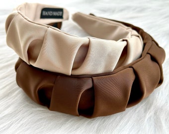 Elegant Satin Headband,Pleated hairband,Women Fashion Headband,Vintage Hair Bands,Wide Headbands,Hair Accessories