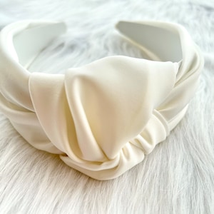 White hair band, bride hair band, women headband，Fashion satin top knot headband,satin headband,Top knot,classic top knot