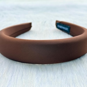 Coffee satin headband,padded headband,women&#39;s turban headband,fashion headband,party headband,wide silk headband,hair band