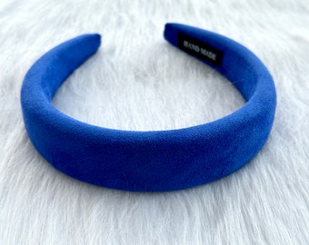 Royal blue cotton headband, fashion girly headband, padded headband, retro winter headband, hair band
