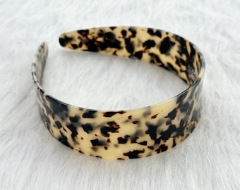 Breites Schildpatt Acetat verstellbares Stirnband, Vintage Leopard Stirnbänder, klassisches Stirnband, Urlaubsgeschenke, Haarband, Leopard Acetat Stirnband