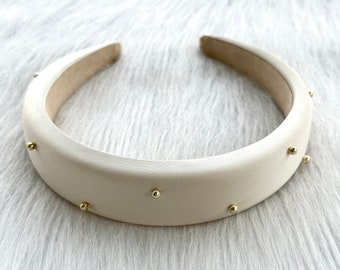 Französisches Seiden Haarband,Festliches dickes Haarband,beige Satin Haarband,Geburtstag Geschenk,Winter Haarband,Brautjungfer Haarband,Frauen Haarband