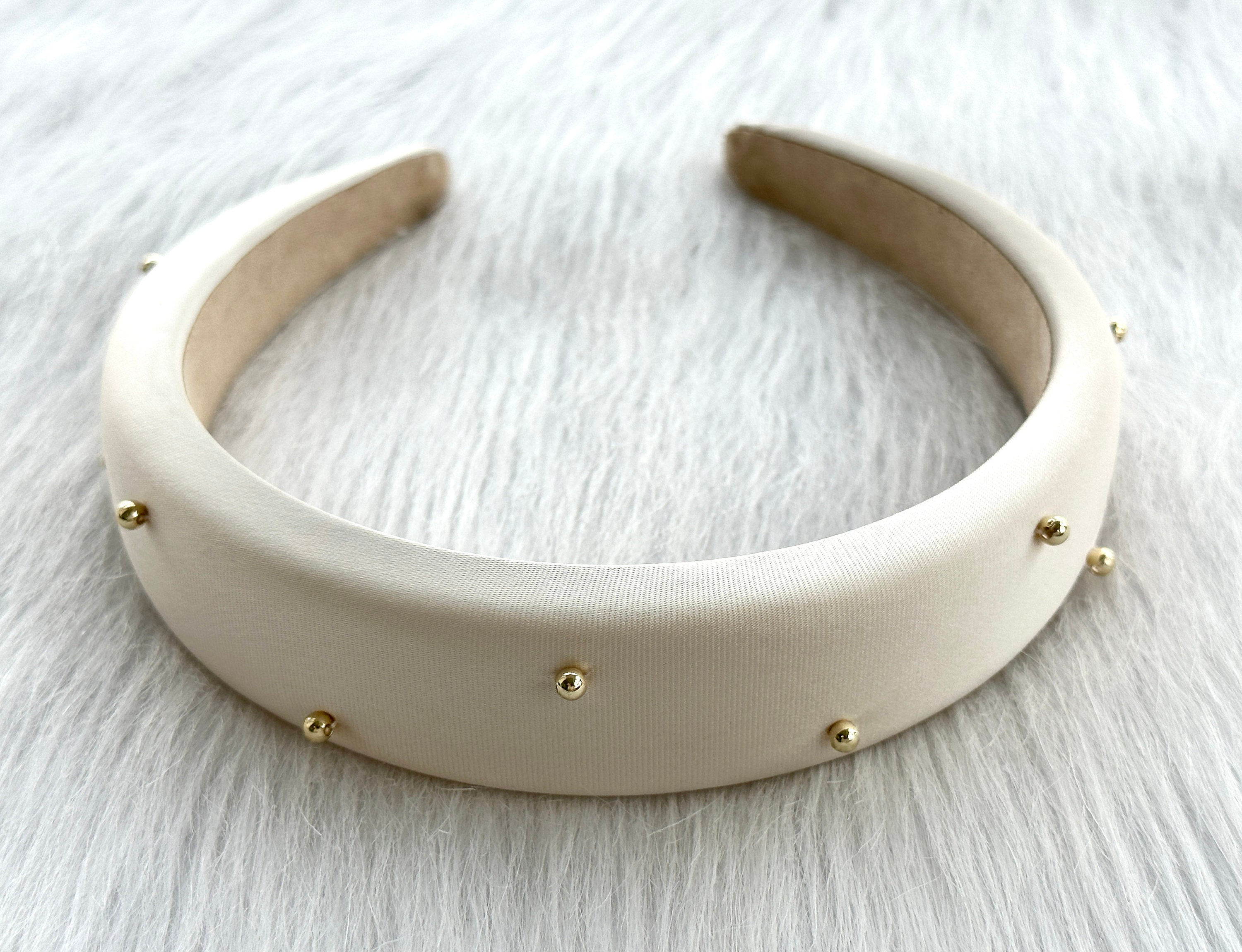 French silk headband,festive thick headband,beige satin headband,birthday gift,winter headband,bridesmaid headband,women headband