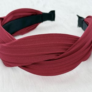 Wine Red Twisted Headband,Fashion Wide Headband,Flower Headband,Wide Hairband,Women&#39;s Headband,Hair Accessories,Braided Headband