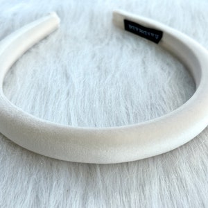 Beige velvet headband, bridal headband, winter headband, thin hairband, soft hairband for women, headband