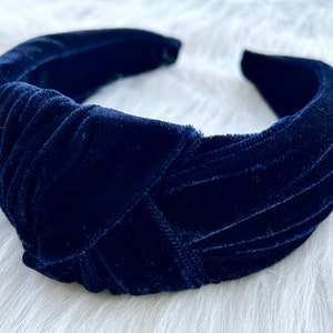 Marineblauwe fluwelen knoop hoofdband, womens haarband, prachtige fluwelen haarband, haarband voor meisjes, marineblauw geknoopte hoofdband, geknoopte hoofdband