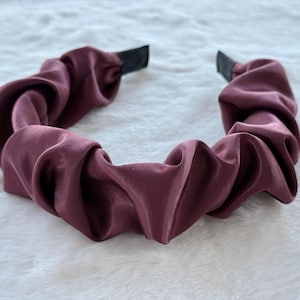 Burgundy Satin Pleated Headband,Beautiful Pleated Headband,Party Hair Bands,Daily Headbands,Turban Headbands,Women&#39;s Headbands,Holiday Gifts