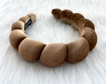 Brown velvet headband, winter wide headband, headband for women, padded headband, comfortable headband, birthday gift