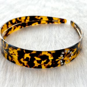 Vintage Leopard Headbands,Tortoiseshell Acetate Headband,Rhinestone Headband,Gifts,Boho Headband,Tortoiseshell Headband
