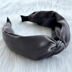 Gray twist headband, classic top knot, retro wide headband, festival headband, hair accessories
