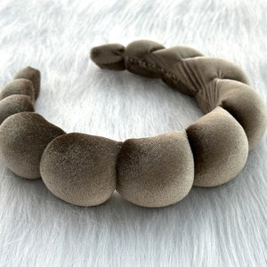 Khaki velvet knitted headband, winter headband, stylish velvet headband, soft headband, holiday gift, boho headband