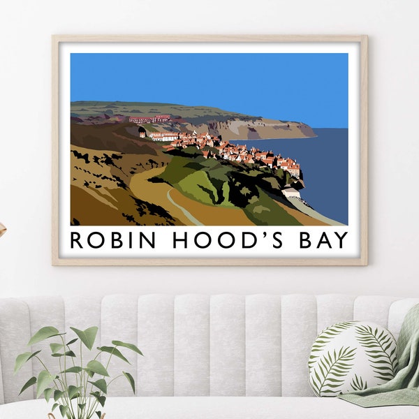 Robin Hood's Bay Vintage Travel Poster, Framed Wall Art Print