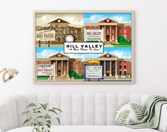 Hill Valley Vintage Travel Poster, Framed Wall Art Print