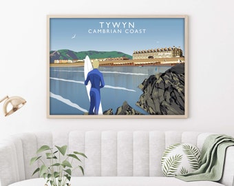 Tywyn Print, Wales Travel Poster