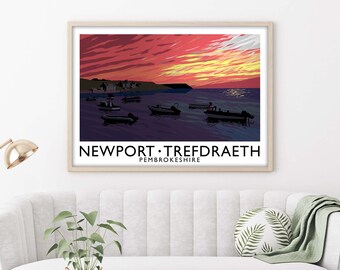 Pembrokeshire Vintage Travel Poster, Framed Wall Art Print