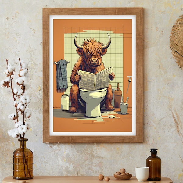 Highland Cow Toilet Poster - Etsy