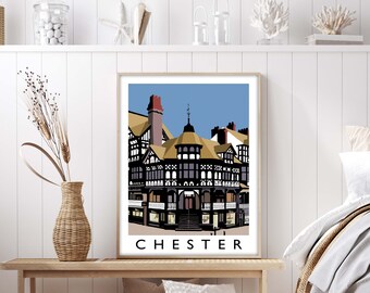 Chester Vintage Travel Poster, Framed Wall Art Print