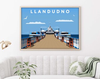 Llandudno Vintage Travel Poster, Framed Wall Art Print