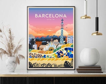 Barcelona print, Barcelona Art Print, Barcelona Travel Poster, Barcelona Poster, Barcelona Art, Barcelona Wall Art, Barcelona Print