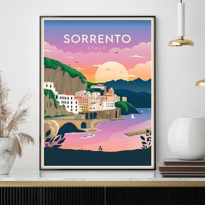 Sorrento Print Vintage Travel Wall Art Poster Sorrento City Art