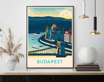 Budapest Print, Hungary Travel Poster, Travel Art Gift, Vintage Wall Art Print