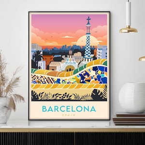 Barcelona Print, Spain Travel Poster, Travel Art Gift, Vintage Wall Art Print