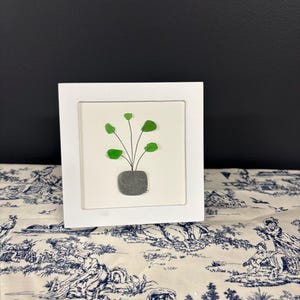 Stone Art Plant/ Seaglass Art/Plant Lovers