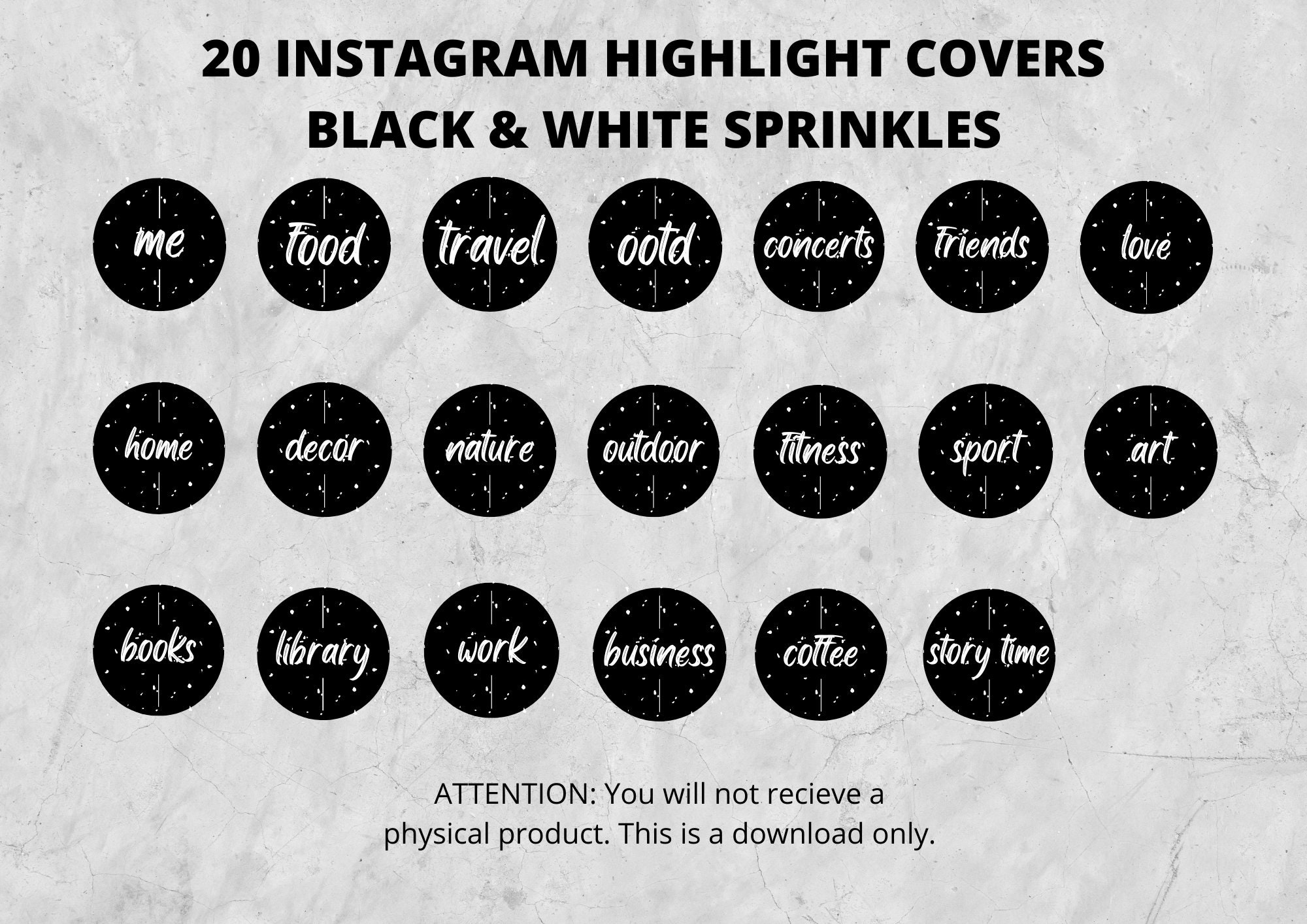 Instagram Highlight Cover Black & White Sprinkles Etsy