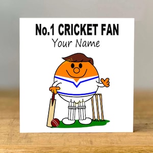 Personalised Cricket Fan Greeting Card, Wife, Husband, dad, mum, brother, sister, uncle, son