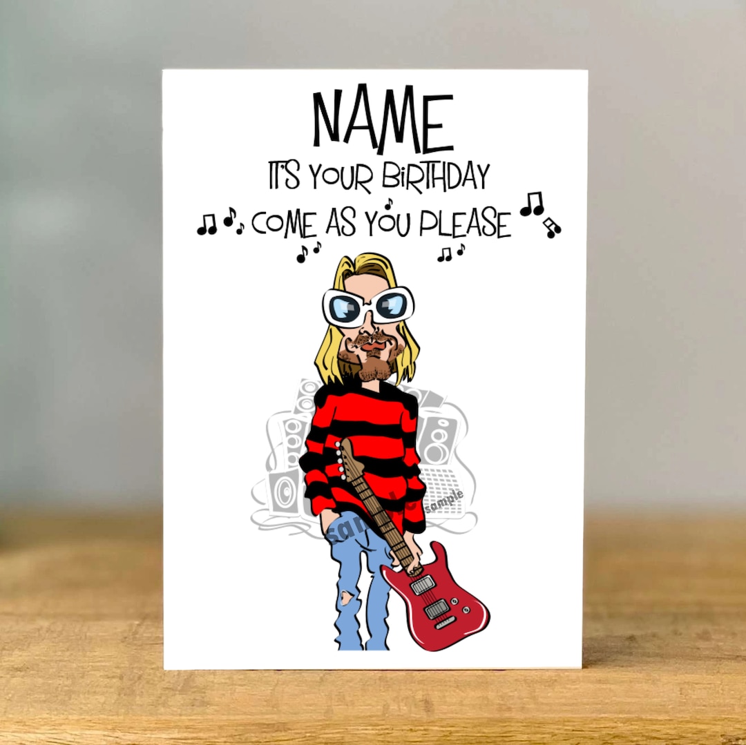 Personalised Kurt Cobain Inspired Birthday Card Music Card Rock Band ...
