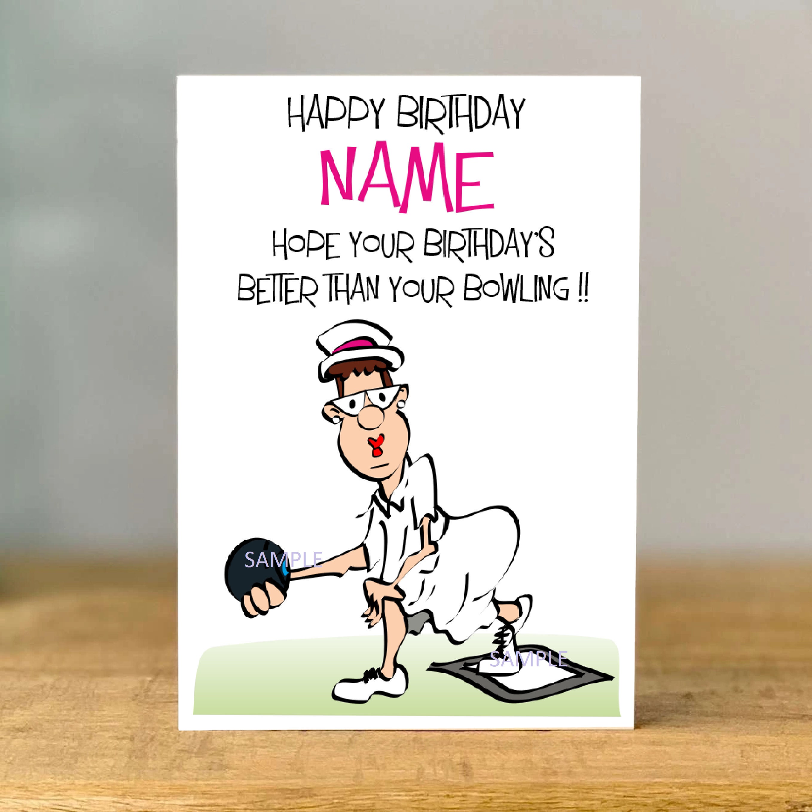 LEMON LOCO Grußkarte 'Happy Birthday Bowls' – Für Bowling-Fans, 12,7x17,8 Cm, Mit Umschlag