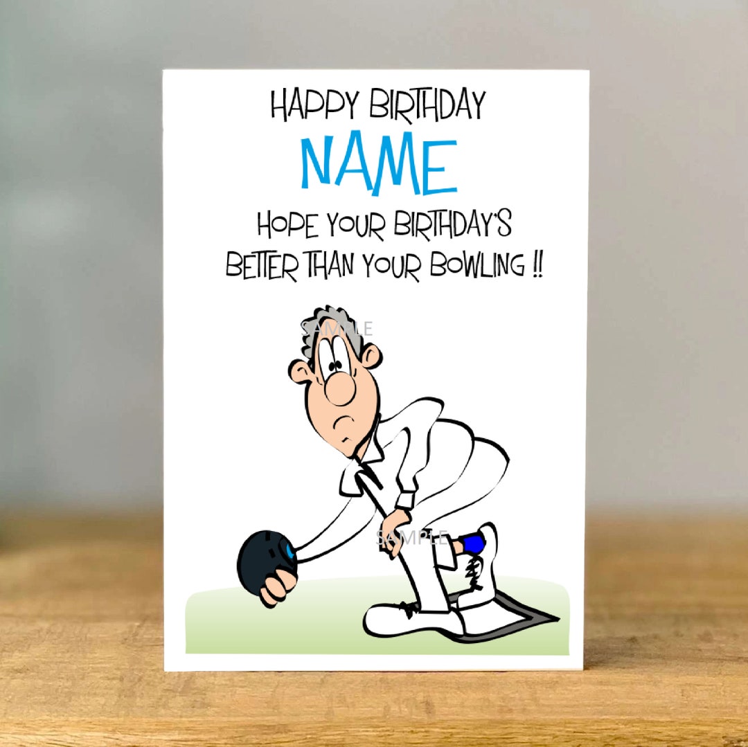 Personalised Lawn Bowls, Greeting Card, Bowling, Birthday, Retirement, Gran, Grandad, Best