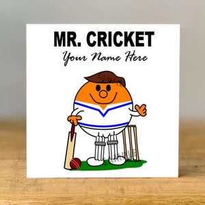 Personalised Mr Cricket Fan greeting card, Cricketer, Birthday, Teacher, Sister, son, men, Best Friend, Coach, Dad, Aunt, Daughter, Brother