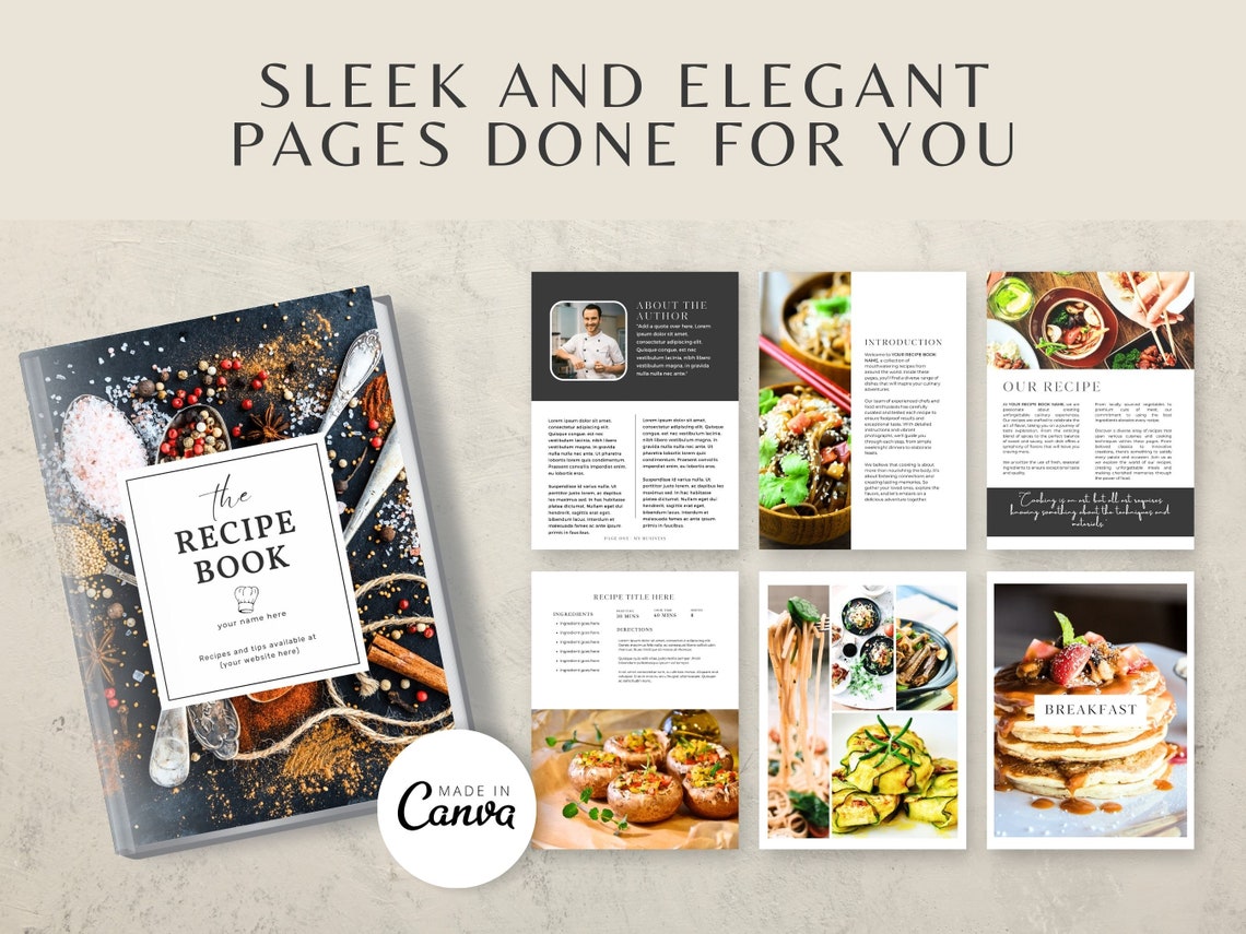 Cookbook Template, Recipe Book Template, Editable Canva, Recipe Card ...