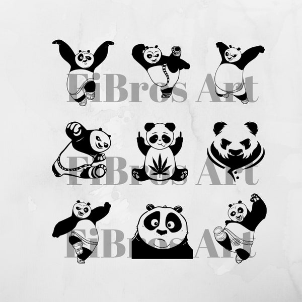 Kung Fu Panda Bundle SVG - Kung Fu Panda SVG -Kung Fu Panda Vector - Panda Cut Files for Silhouette - Cricut File - Fichier numérique