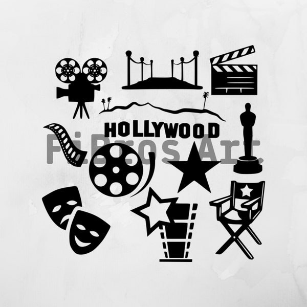 Movie svg - Hollywood Silhouette svg - Cinema svg - show svg - director svg - Cricut Cut File - Digital Art - instant download