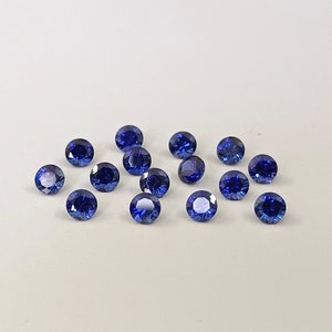 2.5mm Blue Sapphire Lab Created Super Top Quality Round Faceted- Lab created  Synthetic Blue Sapphire