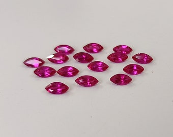 2.5x5mm Lab Created Ruby: Marquise Faceted Synthetic Gemstone