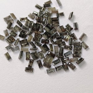1.5x3mm naturale sale e pepe diamante taglio baguette sciolto diamante grigio nero